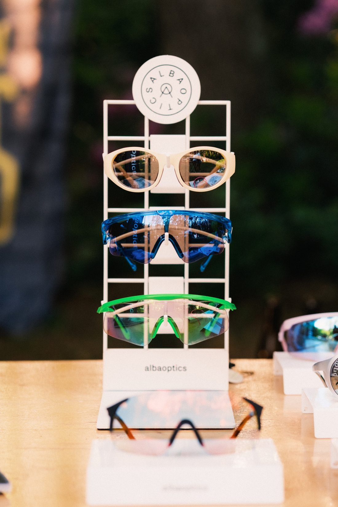 Alba Optics eyewear on display at camp